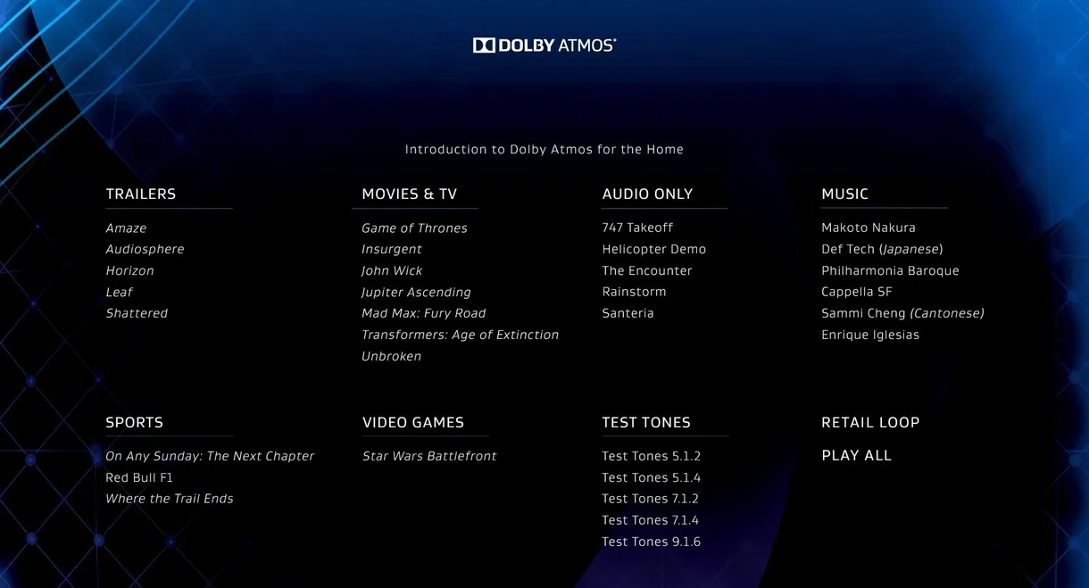 Dolby Atmos® Demo Disc 2015